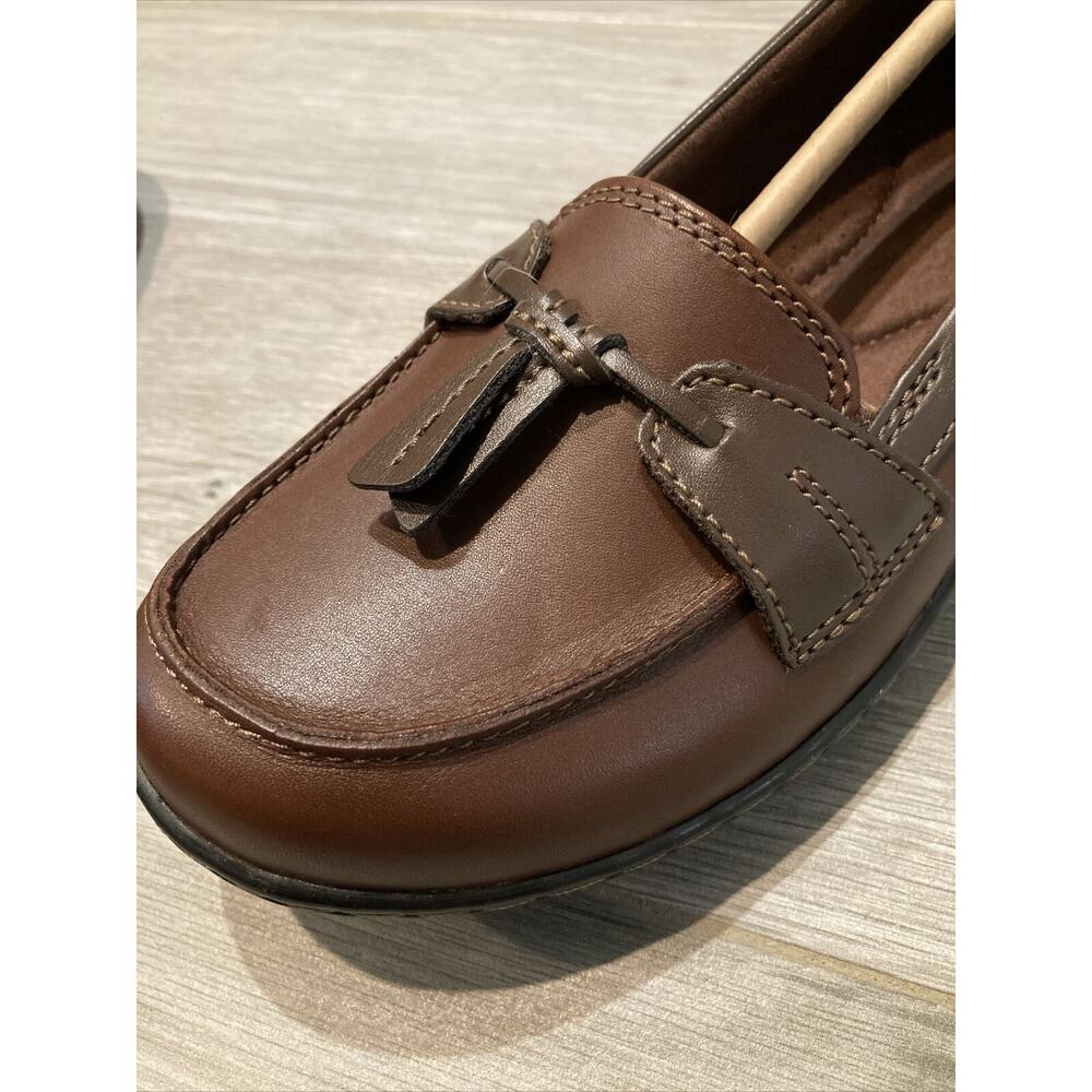 Clarks Ashland Bubble Loafers Brown Leather Slip On Tassel Women Size 8 N - Picture 10 of 12